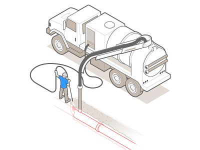 Industrial Plumbing adobe illustrator hysro excavation instructional design isometric isometric art line art maintenance plumber plumbing septic tank sump cleaning svg tech technical drawing technical graphics technical illustration truck vector graphics