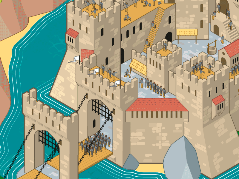 Medieval Castle. architecture castle gif infographic isometric kids landscape vector graphics