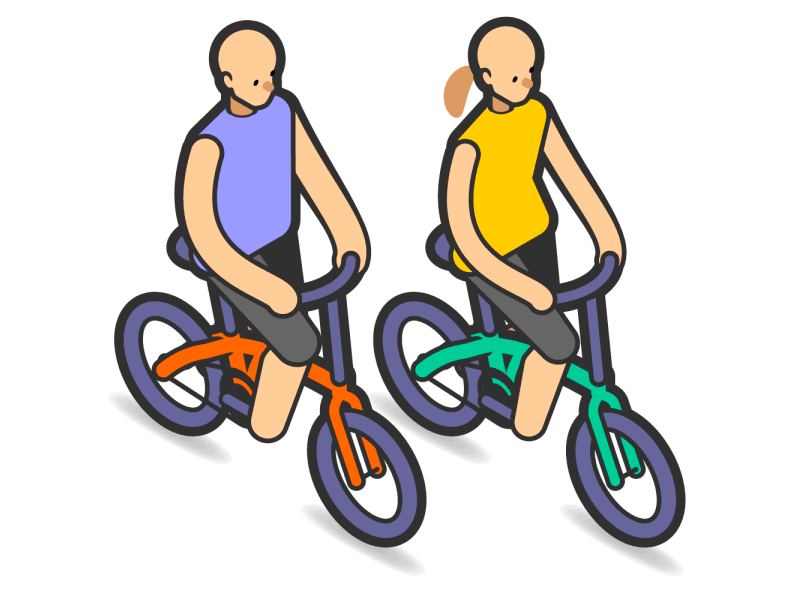 Let's ride a bike! adobe illustrator bicycle bike character couple dummies illustration isometric motiongraphics partner test vector graphics