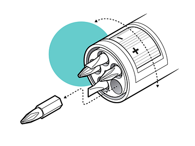 Screwdriver Tips adobe illustrator arrows assembly bolts handyman instructional illustration instructions isometric illustration kit set technical drawing technical illustration tool vector graphic