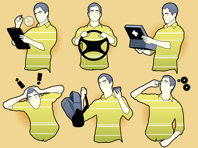 Snapshots before a disaster. adobe illustrator avatar character instructional illustration instructions manual self portrait situation snapshot technical drawing technical illustration vector illustration