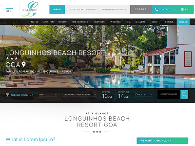 Longuinhos Beach Resort Goa custom theme ui design web design web development wordpress