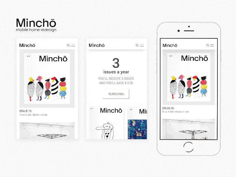 Animation of Mincho home redesign clean clear design home magazine mincho redesign minimal mobile ui ux web web design