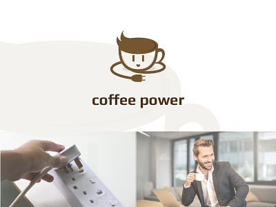 Coffee Power coffee hair light logo man mug power simple smiley