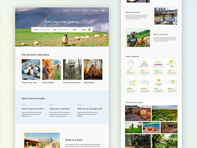 Yonder homepage design booking design homepage illustration minimalism nature travel ui uiux ux webdesign