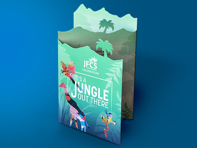 JFCS of the Suncoast Gala Invitation animals design die cut gala illustration invitation invitation card jungle print typography