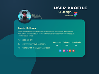 User Profile Day# 011 design profile ui ui web design uidesign uiux user userprofile ux web