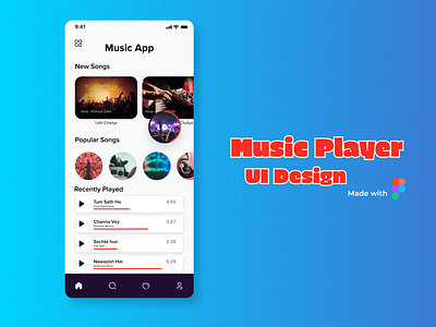 Music App UI Design Day# 014 design figma figmadesign minimal mobile mobile ui music music app music player player ui uidesign uiux ux