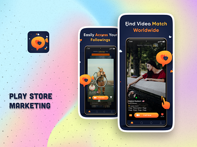 Play Store Marketing for Social Video Calling App graphic design mobileui plastore srceenshots ui uiux