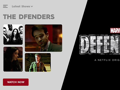 The Defenders UI-Design movie app ui web design