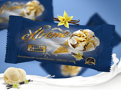 Milky vanilla ice cream packaging design milk vanilla icecreampackage