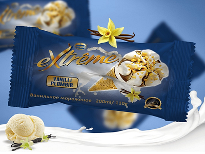 Milky vanilla ice cream packaging design