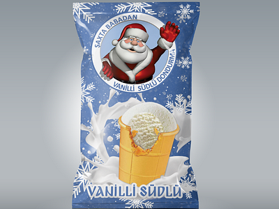 Milky vanilla ice cream with Santa Claus design icecream newyear santaclaus