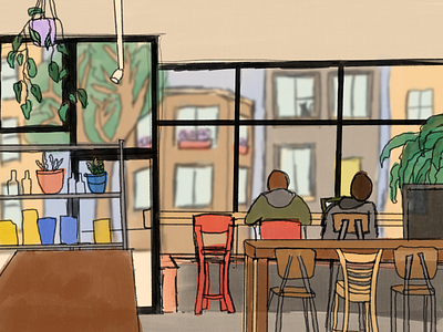 Dollop Coffee coffee coffee shop design digital illustration drawing illustration procreate sketch surroundings