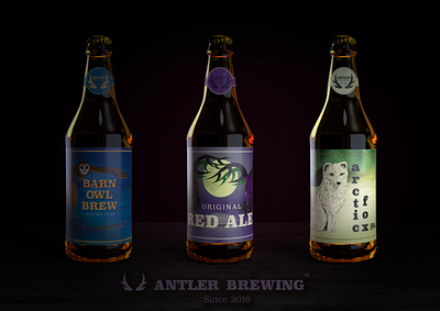 Antlerrange ale antler beer branding concept craft beer fox illustration owl