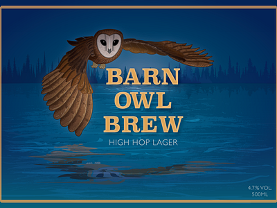 Owlbrw 01 barn beer blue branding brew design illustration label lager owl