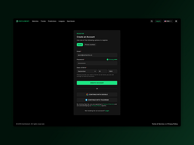 Register - Zentlement App app football interface login register registration simple sport design sports ui design ux design webflow zentlement app