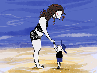 Beach time autobiographical comic illustration procreate