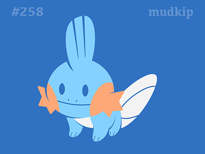 #258 Mudkip art blue cartoon character design minimalist pokemon sketch app water
