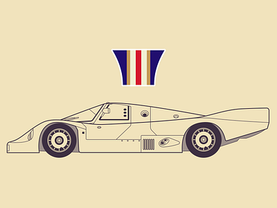 Porsche 956C automobile blueprint car design illustration lineart porsche race car side sketch vehicle