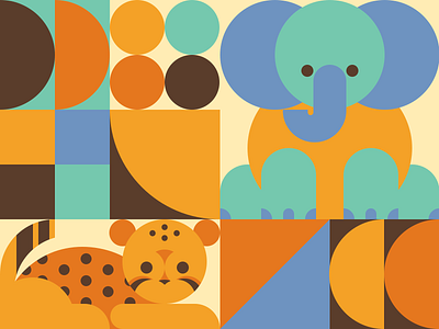Baby Cheetah & Elephant animals cheetah circles elephant shapes squares