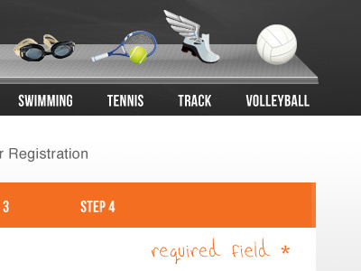 Sports Site Header design icon orange typography ui web white