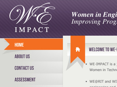 We Impact design navigation orange purple typography web