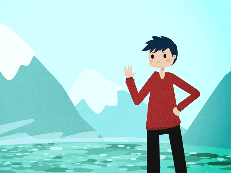 Hey you !! animation character flat gif hi illustration landscape vector