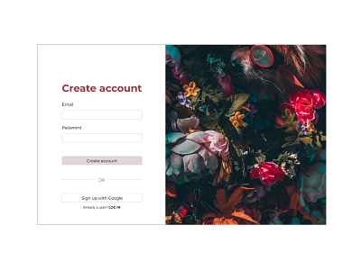 Create account Page for Flower Shop