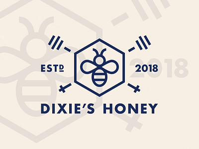 Dixie's Honey badge bee brand colors branding clickpivot food hexagon honey honeycomb label logo mark packaging thick lines