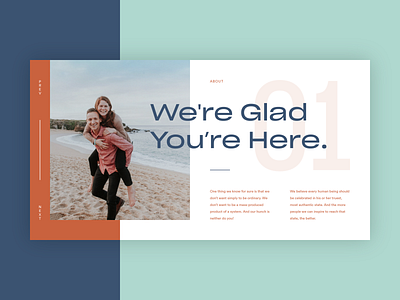 We're Glad You’re Here. brand colors clean clickpivot colors hero layout minimal type typography ui user interface web design website website design
