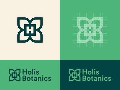 Holis Botanics brand brand colors brand identity branding clickpivot color colors grid leaf logo logo design logomark symbol thick lines