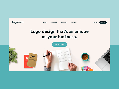 Logoswift Hero Concept clean clickpivot header hero layout logo logoswift minimal typography ui web design website website concept website layout