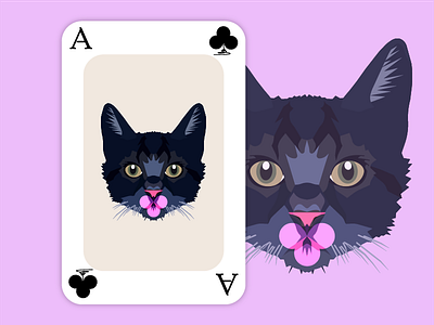 Playing card animal card cat game illustration playing vector