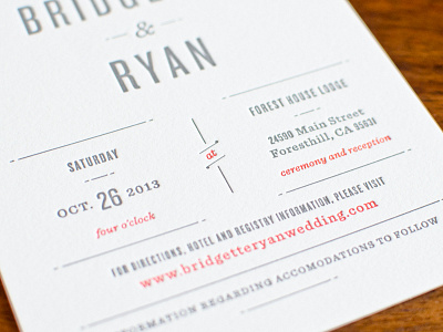 Finished wedding invitation grey invitation invite letterpress red type typography wedding