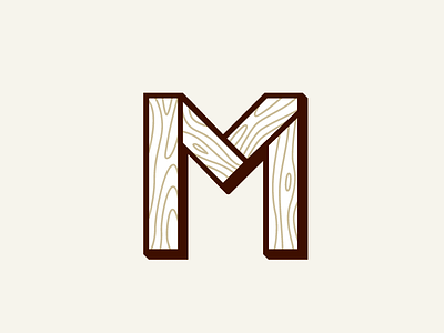 Myers Woodshop logo brand branding letter logo m typography wood
