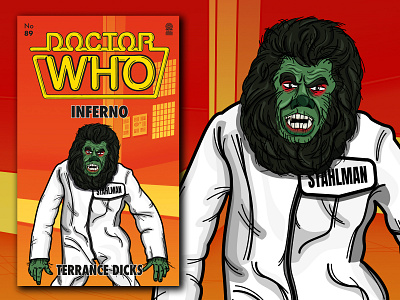 Doctor Who: Inferno (Orange Version) book cover digital art doctor who drawing illustration illustrator inferno monster retro sketch sketching vector