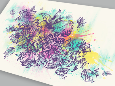 Summer Bouquet drawing flowers hand drawn illustration photoshop watercolor