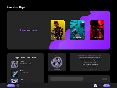 Music Player Concept (Dark mode) app app design application concept concept design dark mode dark theme design music player ui