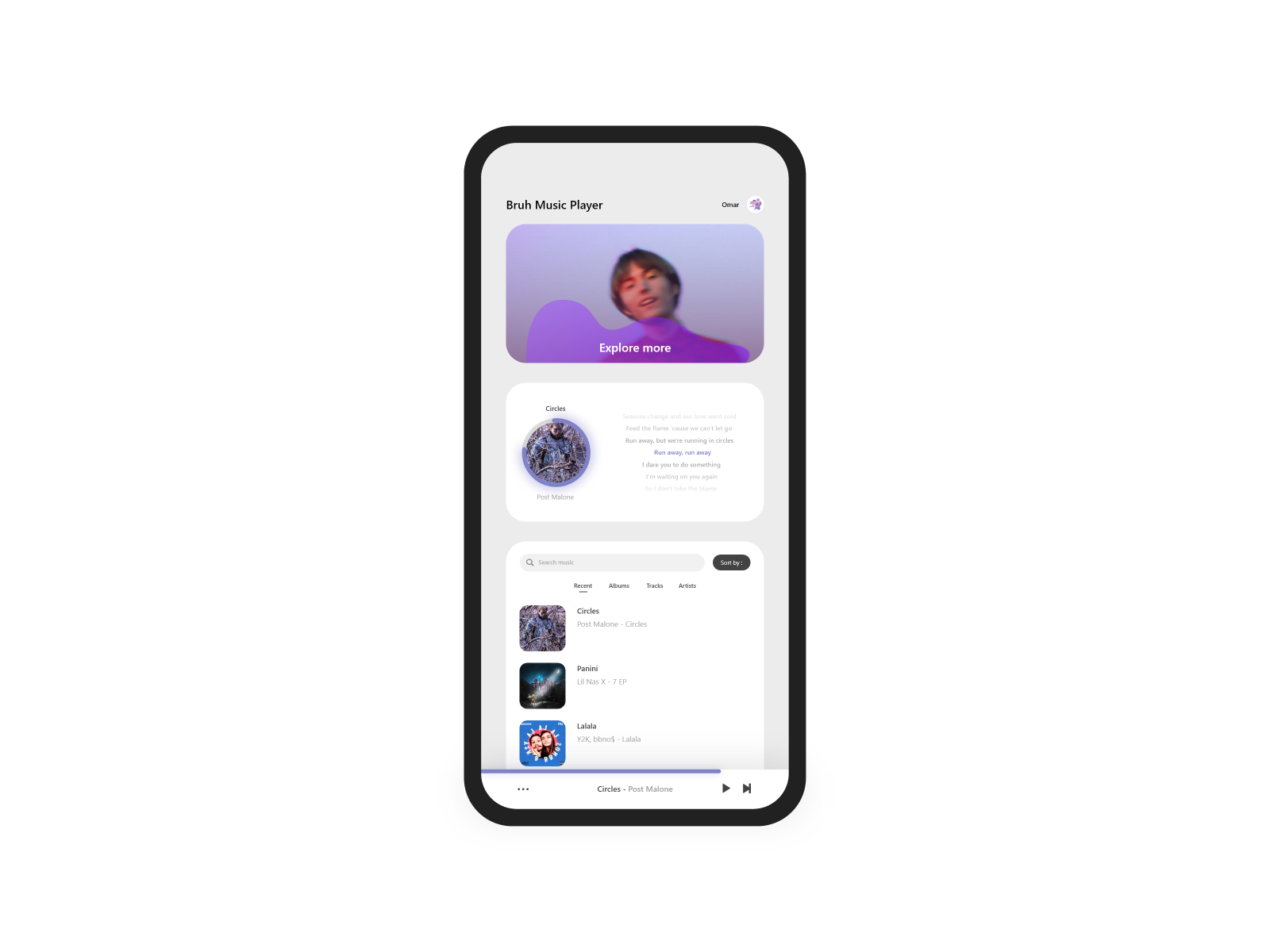 Music player app concept by Omar Hafizd on Dribbble