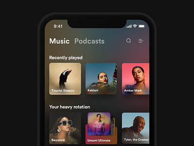 Explore Page applemusic explore homescreen music podcasts spotify streaming