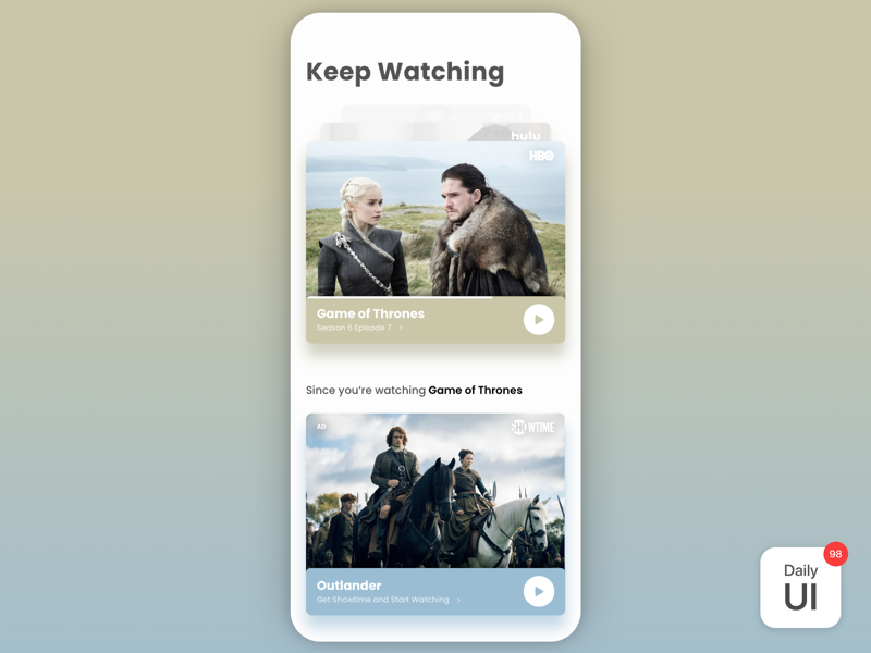 098 Advertisement streaming television day98 dailyui dailyuichallenge