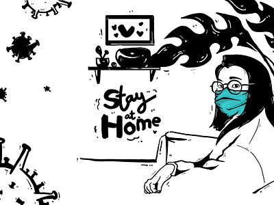 stay at home illustration