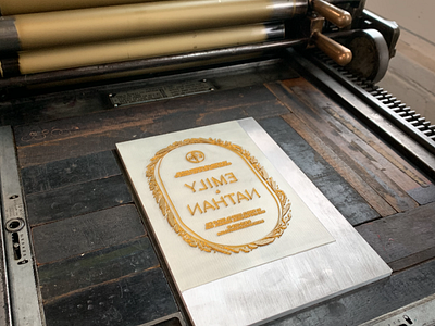 Letterpress Wedding Invitation pt. 4 invitation metallic gold ink vandercook 4 wedding invite