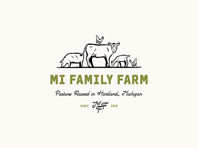 MI Family Farm - Logo animals branding chicken cow farm goat illustration logo pig