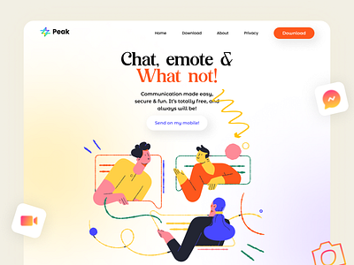 Chat application Landing page app design best shot branding chatting colors gradient graphic design illustration landing page ui uiux webdesign websitedesign