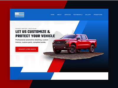 Hoogs Customs blue and red car chevrolet graphic design truck uiux design