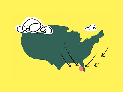 Map to Florida clouds doodle florida illustration sketch usa yellow
