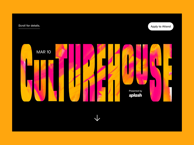 C U L T U R E H O U S E splash page website event page