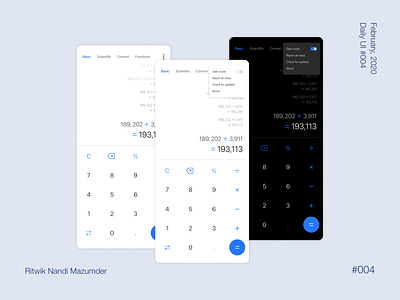 DailyUI #004 - Calculator calculator dailyui dark theme minimal mobile ui ux